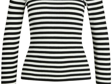 Jjxx - Jxjodi Tight Stripe Crew Neck Knit - 4509785 Black  Cloud Dancer Sale