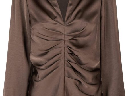 Neo Noir - Mille Heavy Sateen Blouse 159952 - 676 - Dark Brown Fashion