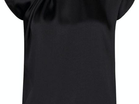 Neo Noir - Fleur Drapy Satin Blouse - 100 Black Online now