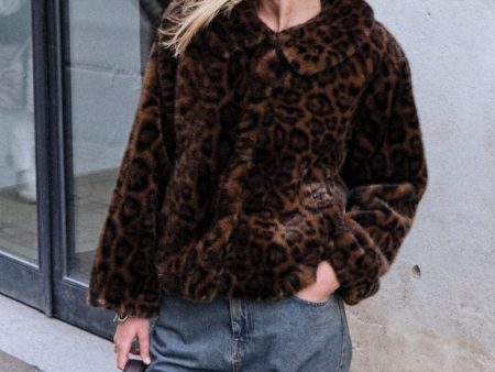 Neo Noir - Melodie Leo Faux Fur Jacket - Dark Brown Online