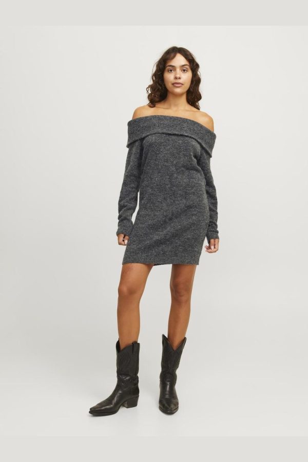 Jjxx - Jxevi Off Shoulder Dress Knit 12264128 - 4741724 - Dark Grey Melange Discount