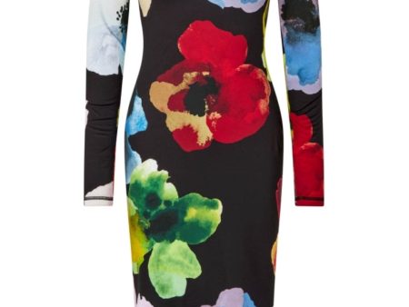 Stine Goya - Pullover Long Sleeve Midi Dress, 2244 Stocking Jersey - Watercolor Bloom Online Hot Sale