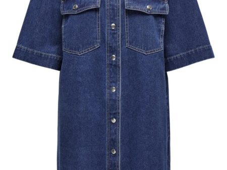 Only - Onlbelle S S Button Dress Gua - 4506888 Dark Blue Denim Online Hot Sale