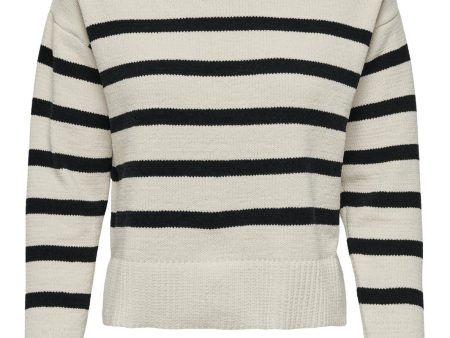 Only - Onlelly Life Ls Stripe O-Neck Cc Knt - 4632531 Birch Black Cheap