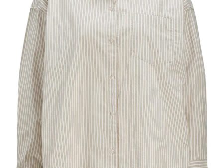 Jjxx - Jxjamie Ls Relaxed Poplin Shirt - 4706957 Feather Gray Stripe on Sale