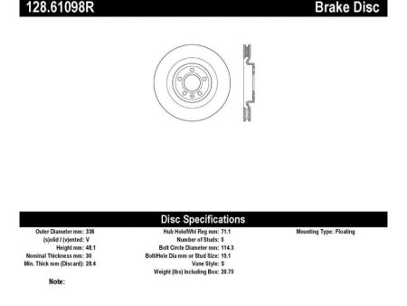 StopTech 12-13 Ford Mustang GT 5.0L V8 Drilled Right Front Rotor Sale